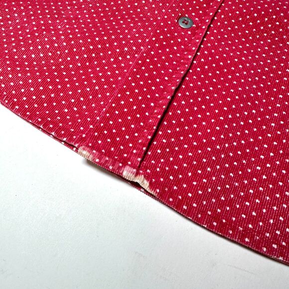 Esprit Women's Red White Polka Dot Corduroy Shirt Sz Large 80s Early 90s Vintage - Picture 5 of 12